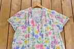 Vintage 1980s Floral Night Gown Dress