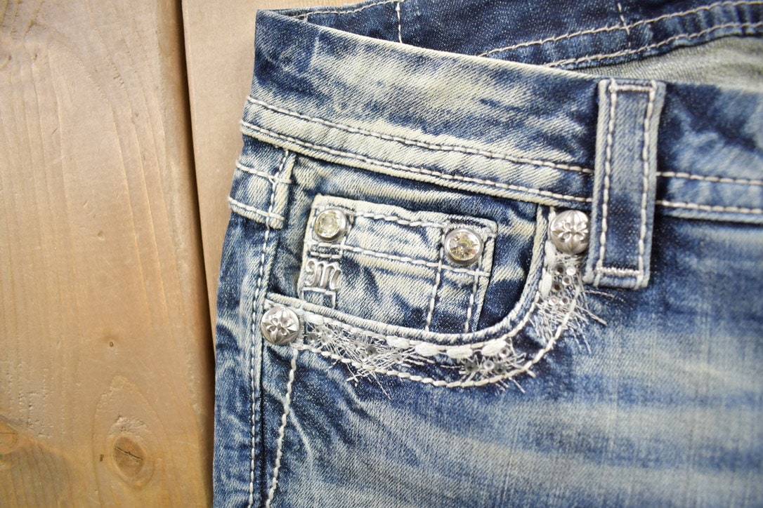 Vintage Y2K Miss Me Bedazzled Low Rise Jeans Size 26x31
