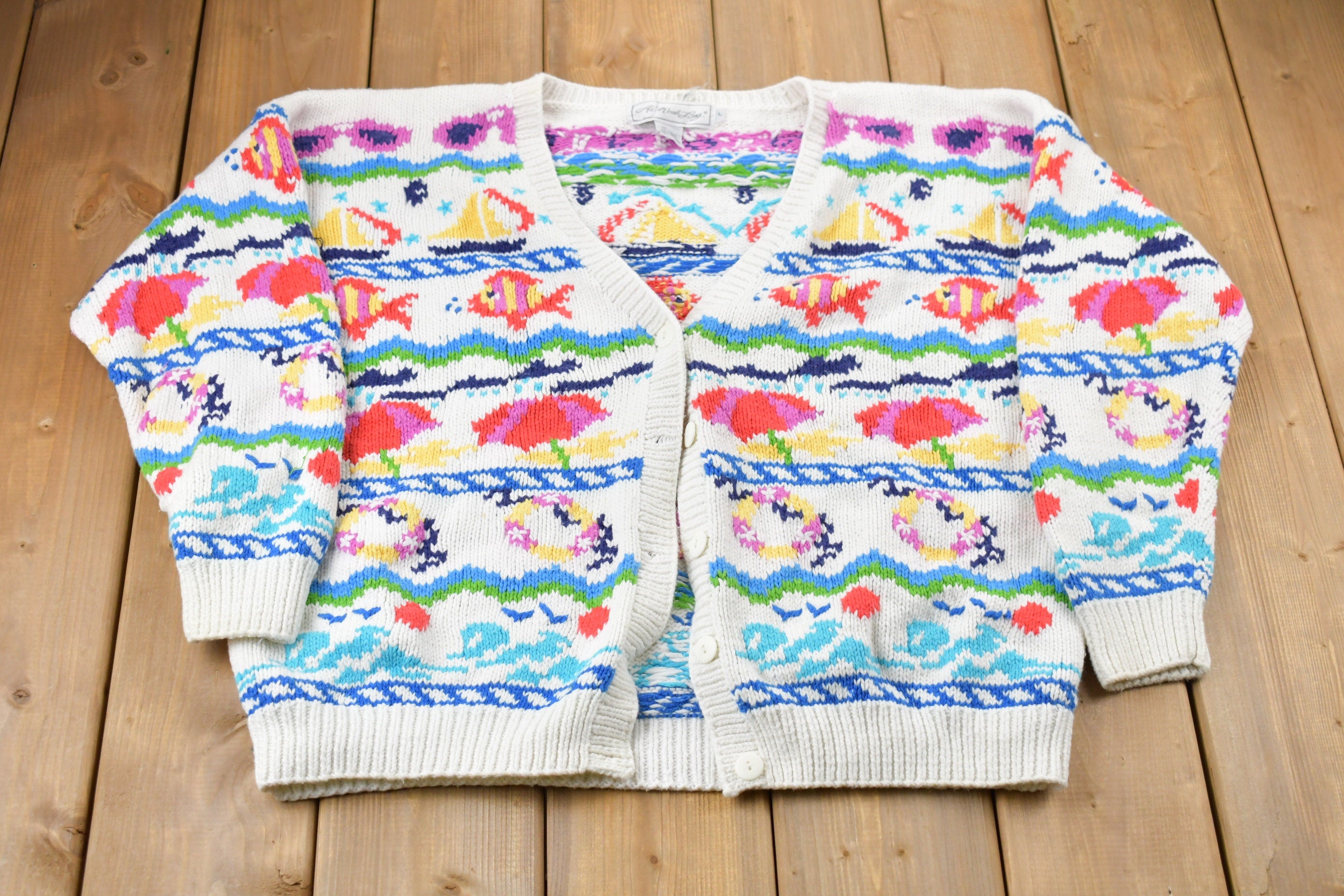 Vintage 1980s Beachwear Knit Sweater