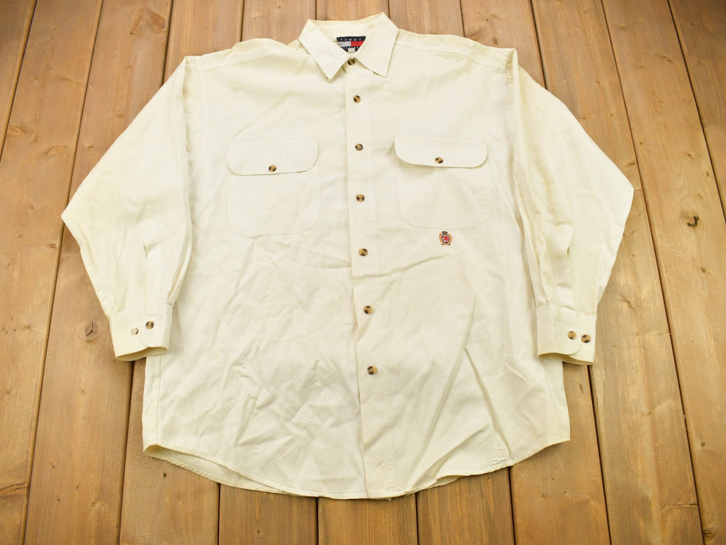 Vintage 1990s Tommy Hilfiger Embroidered Flag Patch Button Up Shirt