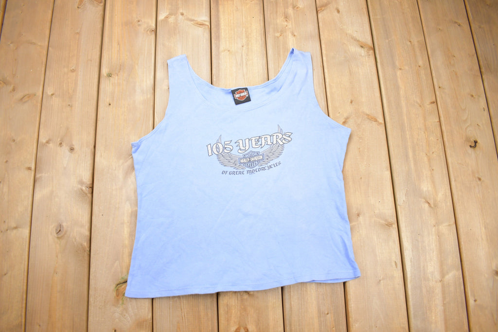 Vintage 1990 Blue Harley Davidson Womens Tank Top
