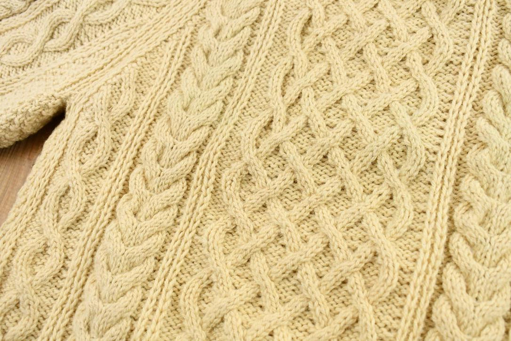 Vintage 1990s White 3D Cable Knit Crewneck Sweater