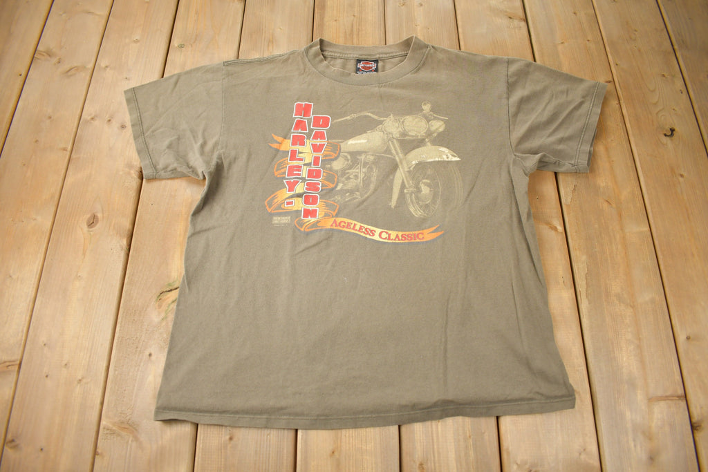 Vintage 1990s Robinson Harley Davidson Wheatley Ontario Single Stitch Graphic T-Shirt Made In Canada
