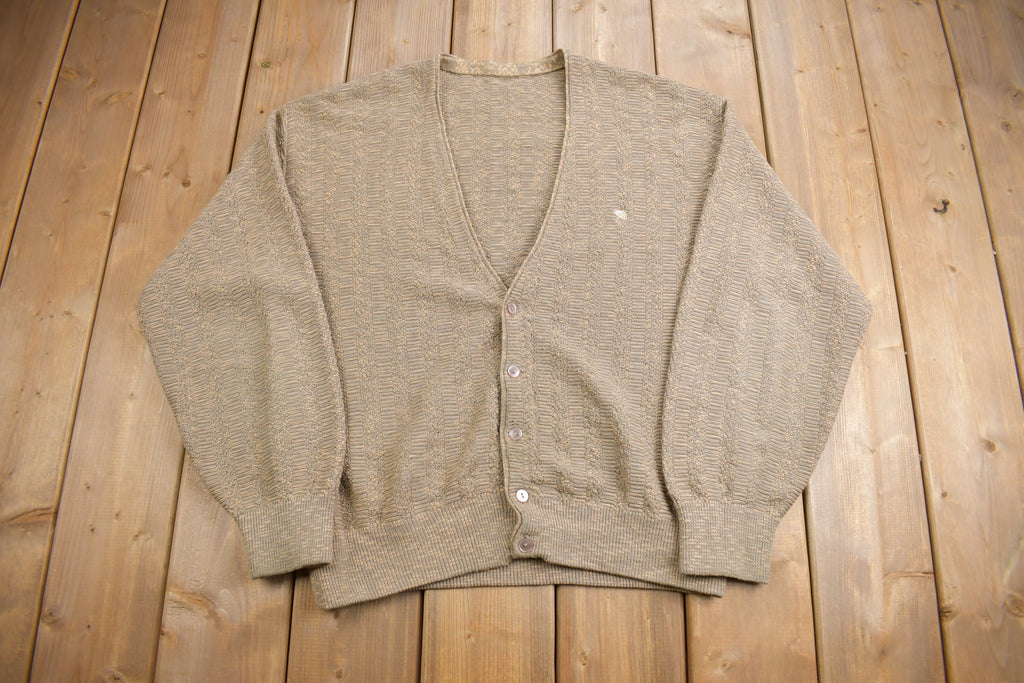 Vintage 1990s Embroidered Umbrella Knit Cardigan Sweater