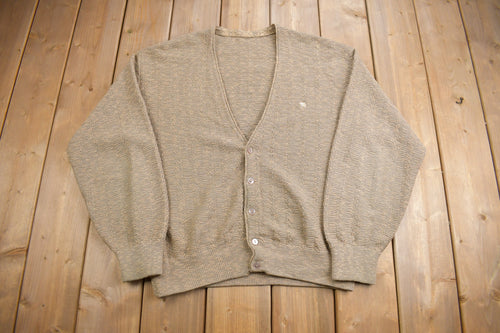 Vintage 1990s Embroidered Umbrella Knit Cardigan Sweater / Vintage Cardigan / Button Up / Golf Sweater