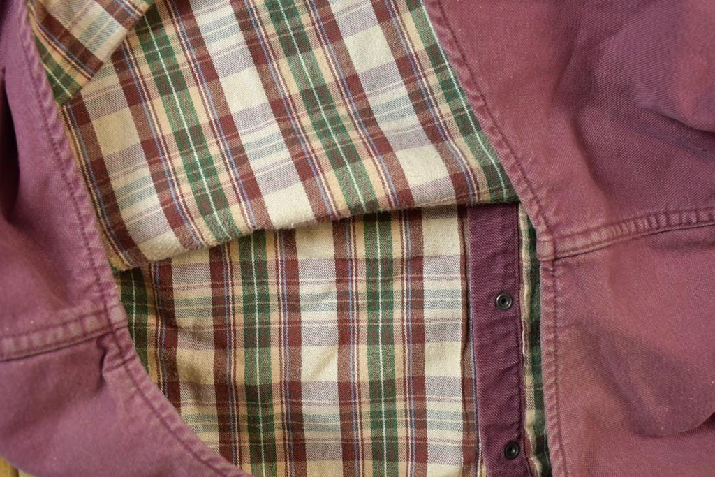 Vintage Y2K Plaid Lined Light Jean Jacket Made In USA