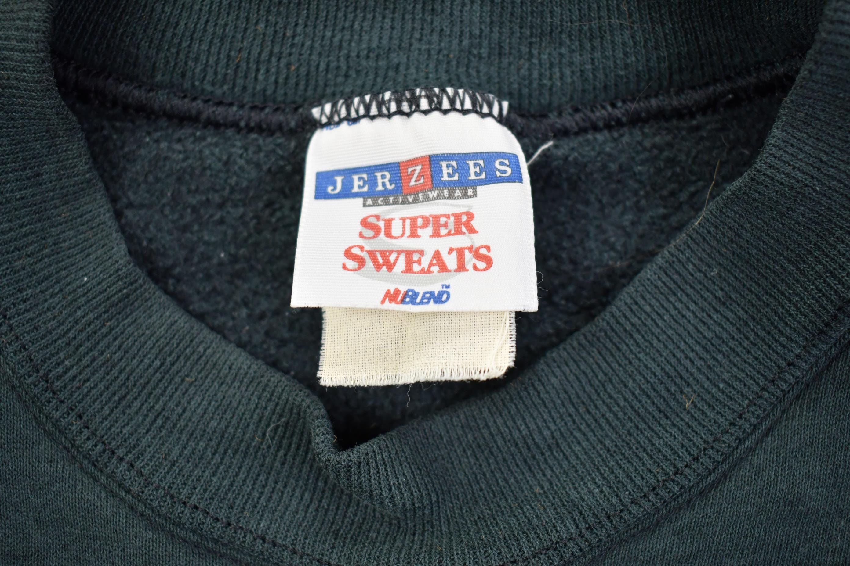 Vintage 1990s Jerzees Supersweats Embroidered Bus Crewneck Sweatshirt Made In USA