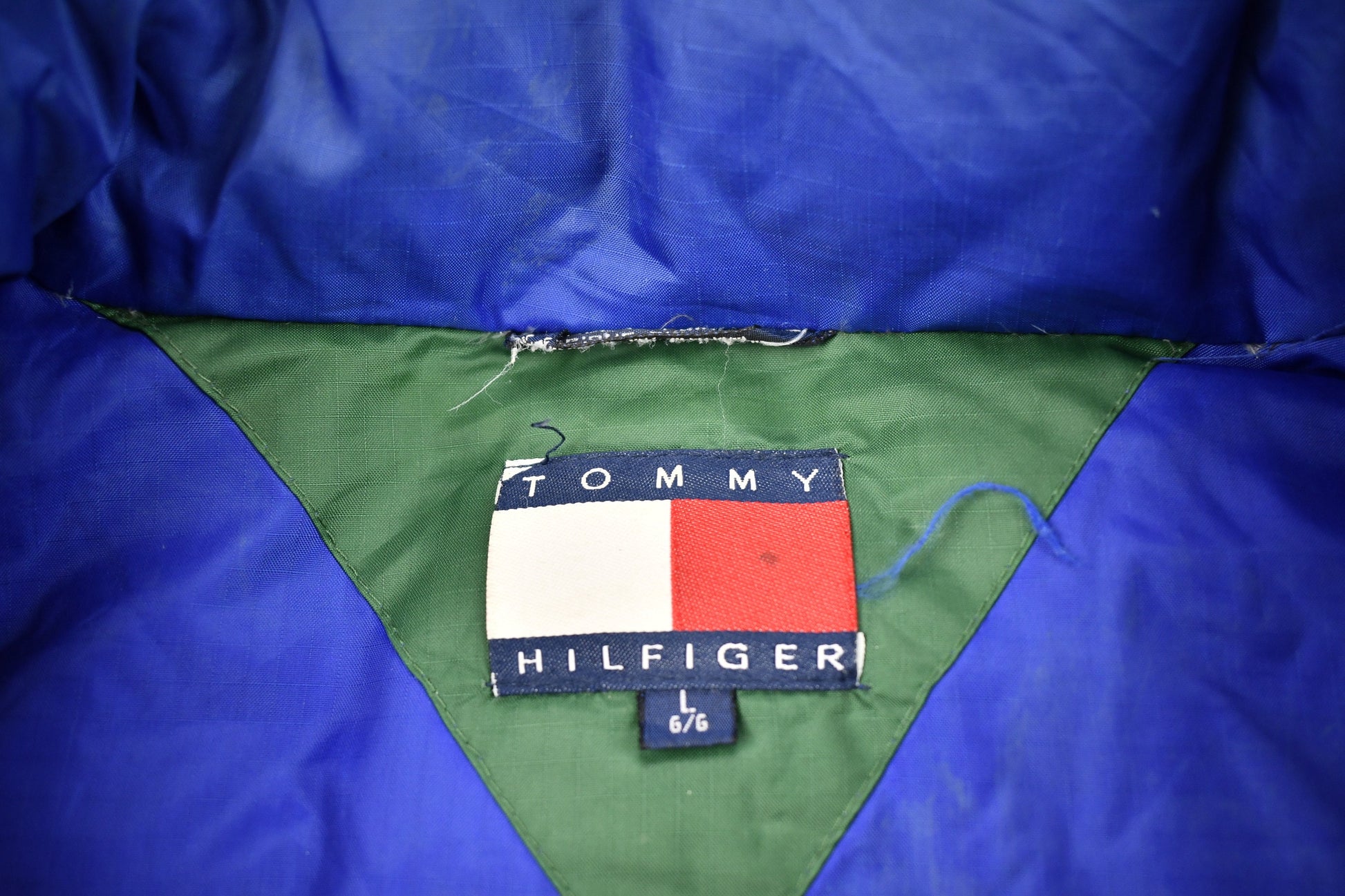 Vintage 1990s Tommy Hilfiger Color Block Goose Down Winter Puffer Jacket