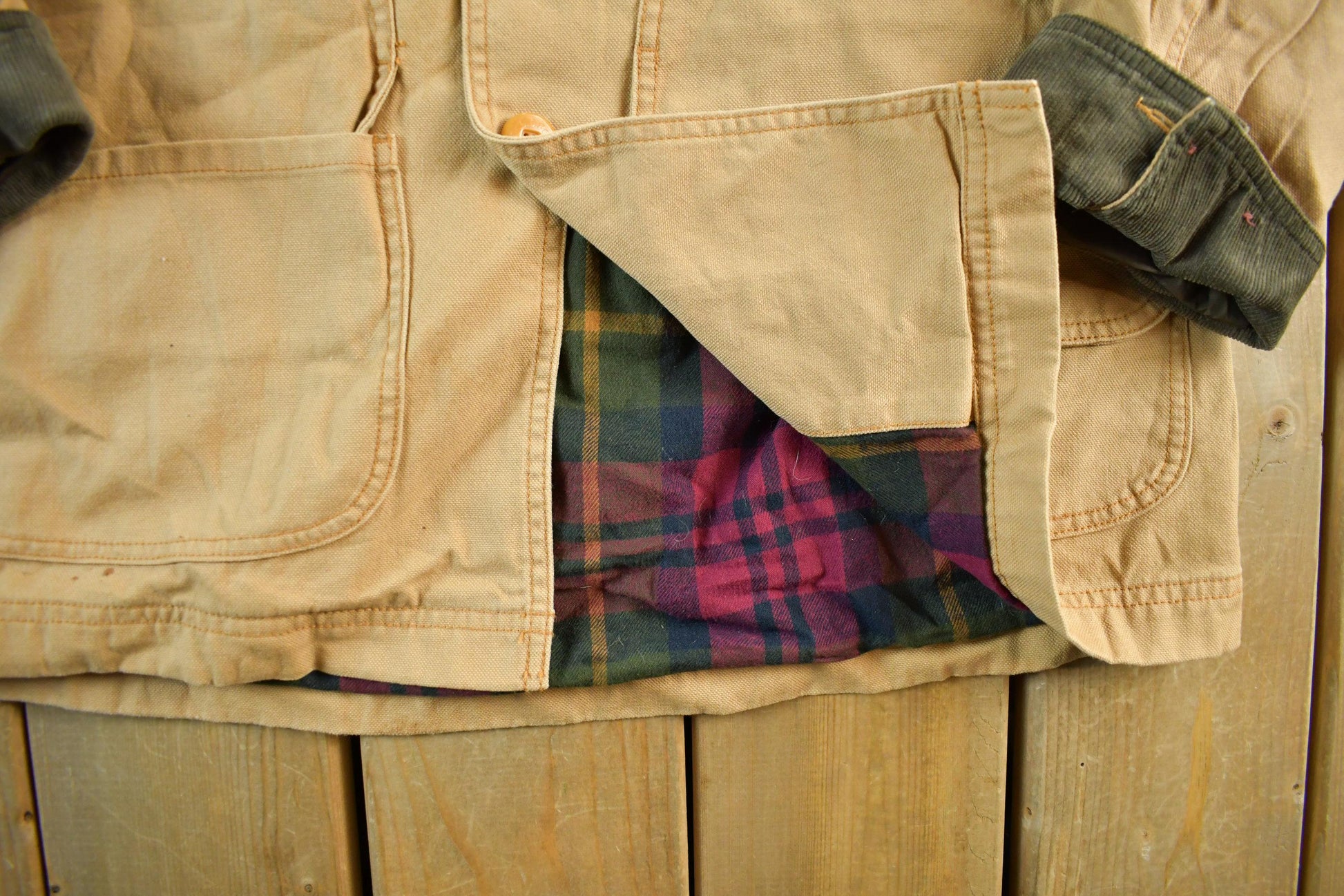 Vintage 2000s L.L. Bean Flannel Lined Barn Chore Coat Men's Large