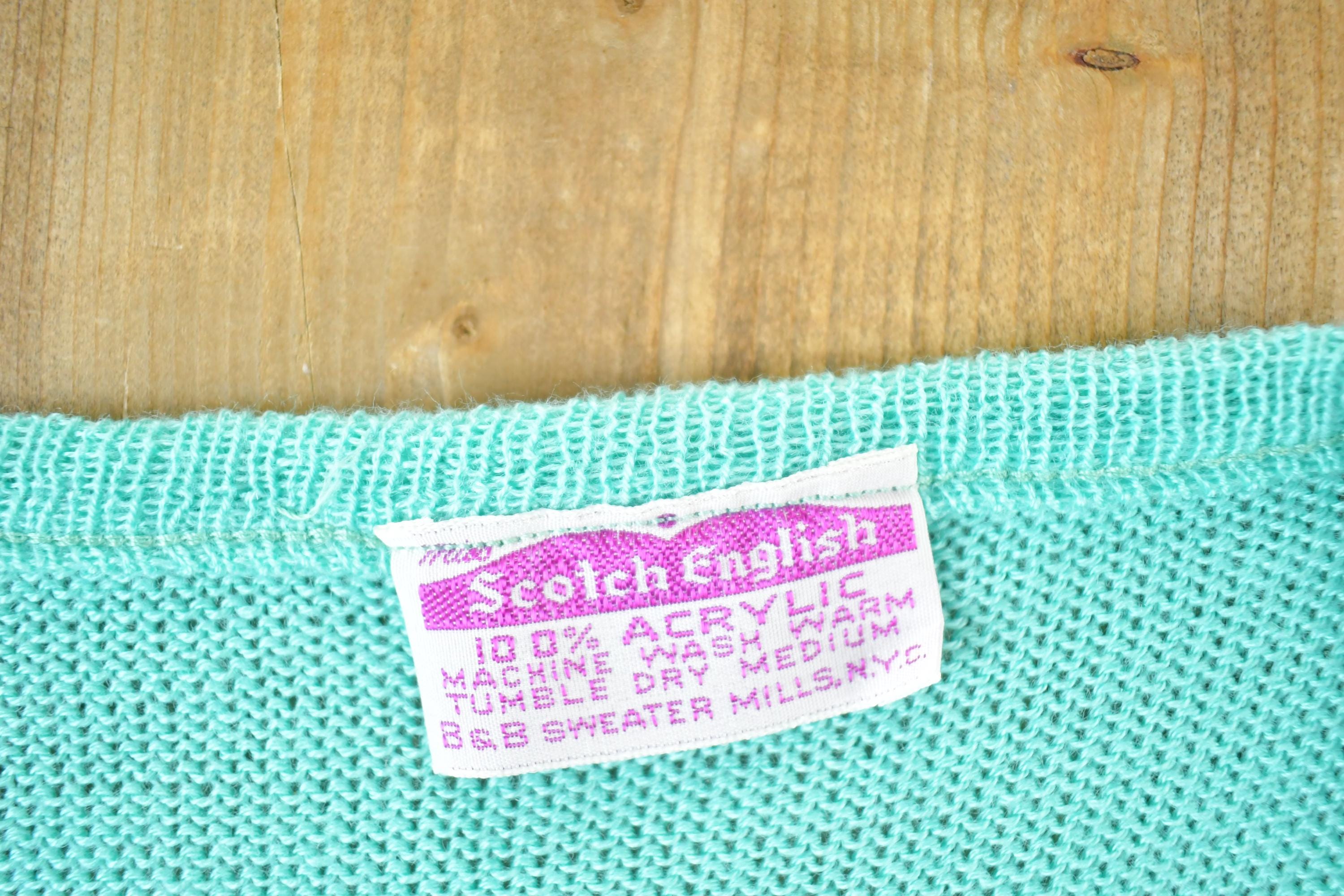 Vintage 1970s Scotch English Chunky Cable Knit T-Shirt Womens S