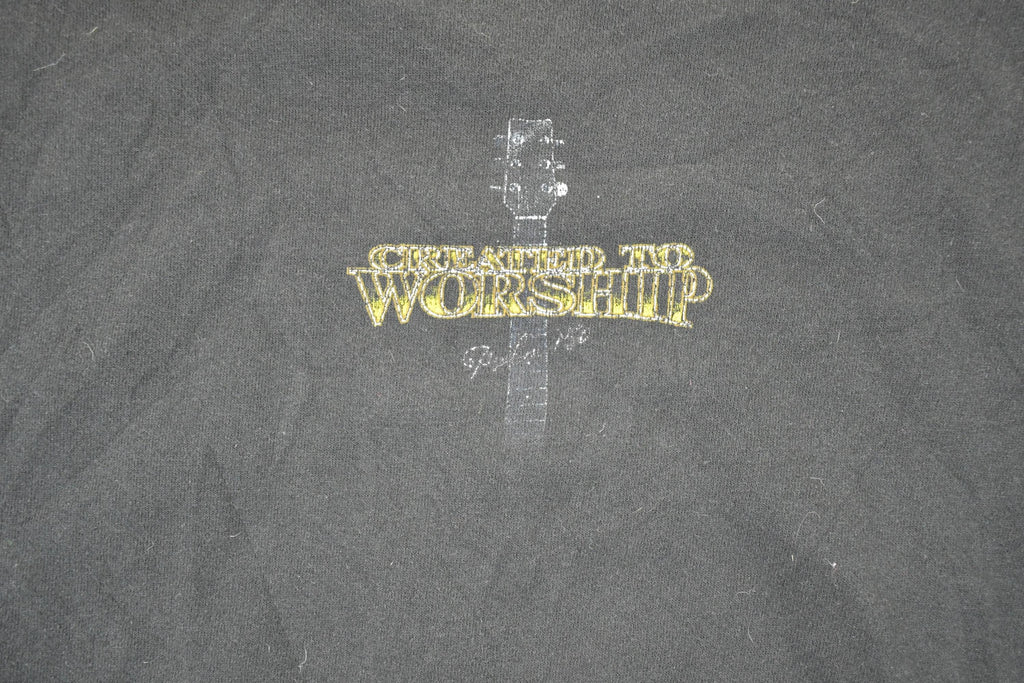 Vintage 1990s Created To Worship Jesus Guitar Crewneck Sweatshirt Men's L