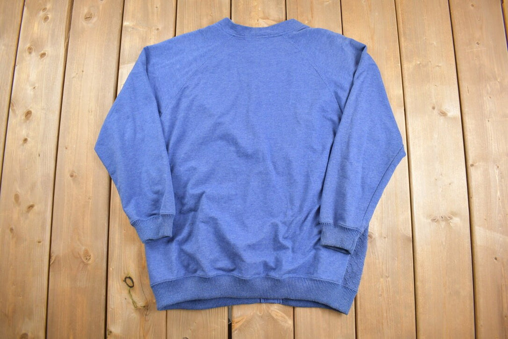 Vintage 1980s Blast Blues Flower Embroidered Cardigan Sweater