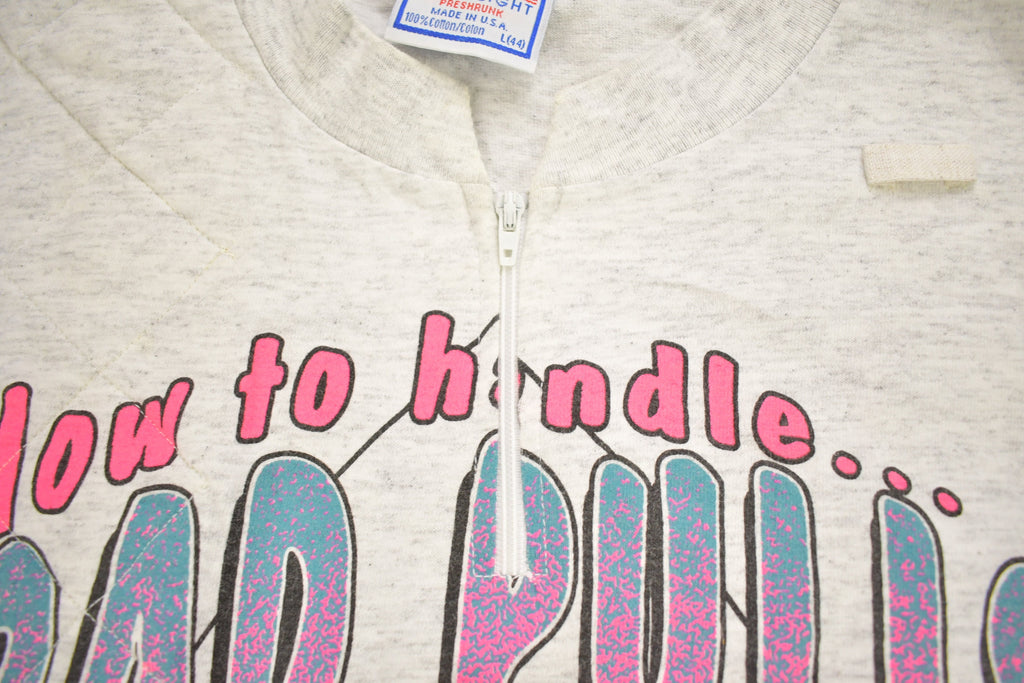 Vintage 1993 "How To Handle Bad Pulls Just Keep your Eye On The Target And Squeeze" Graphic Quarter Zip T Shirt