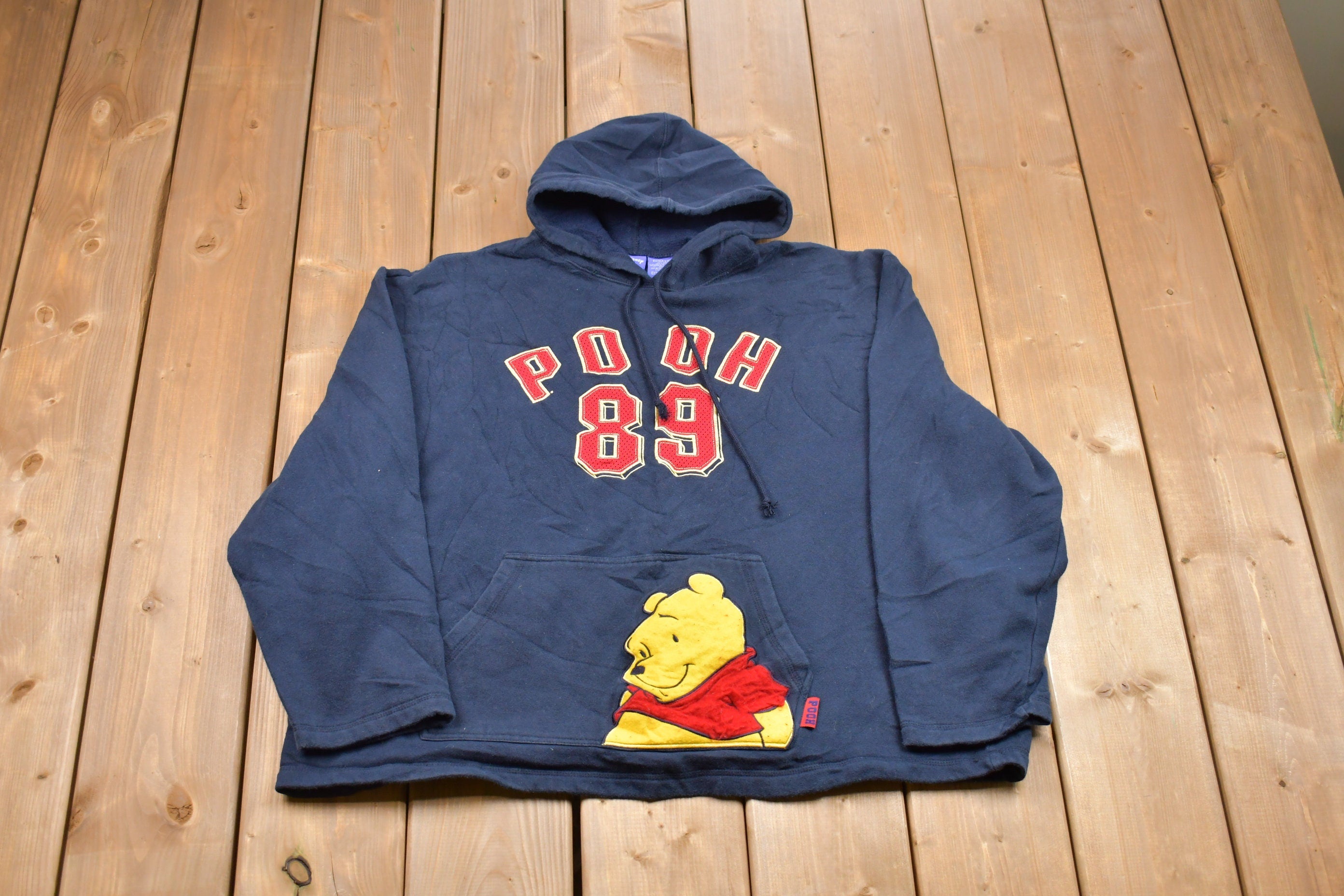 Vintage 1990s Disney Winnie the Pooh Graphic Hoodie  90s Hoodie  Vintage Sweater  90s  Embroidered  Color Block