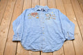 Vintage 1990s Quizz Embroidered Animals Denim Button Up Shirt