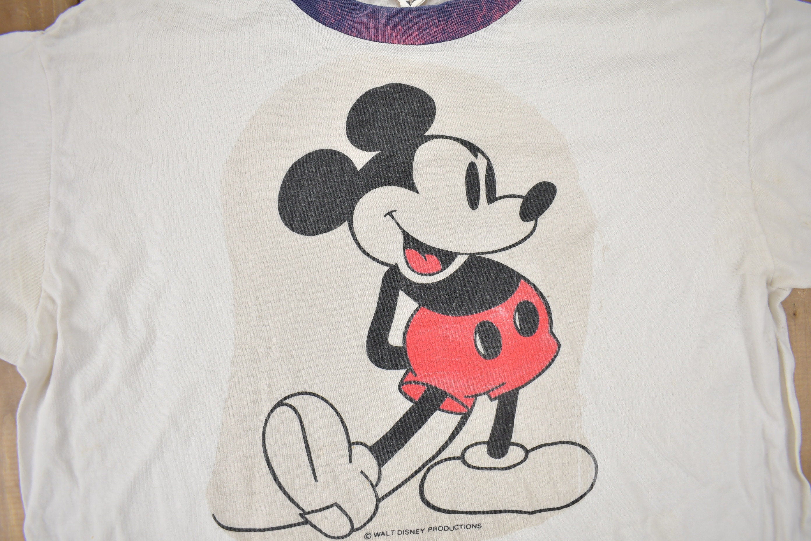 Vintage 1980s Walt Disney Mickey Mouse Ringer T-Shirt 80s Tee Vintage Ringer Tee
