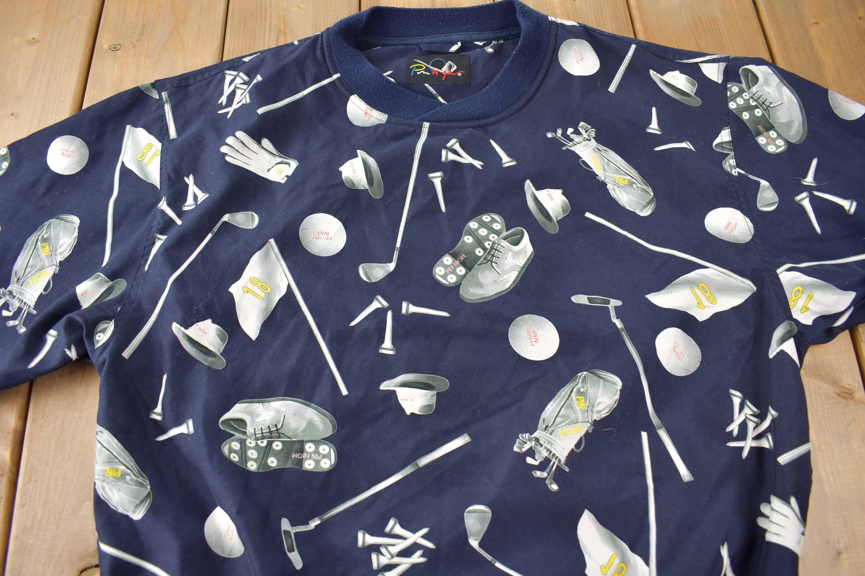 Vintage 1990s Pin High All Over Print Golfing Windbreaker Jacket Size M