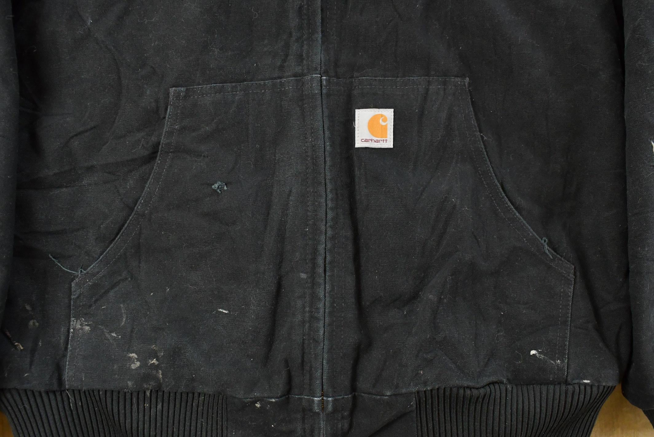 Vintage 1990s Carhartt Distressed Canvas Hooded Jacket Men's Large Tall