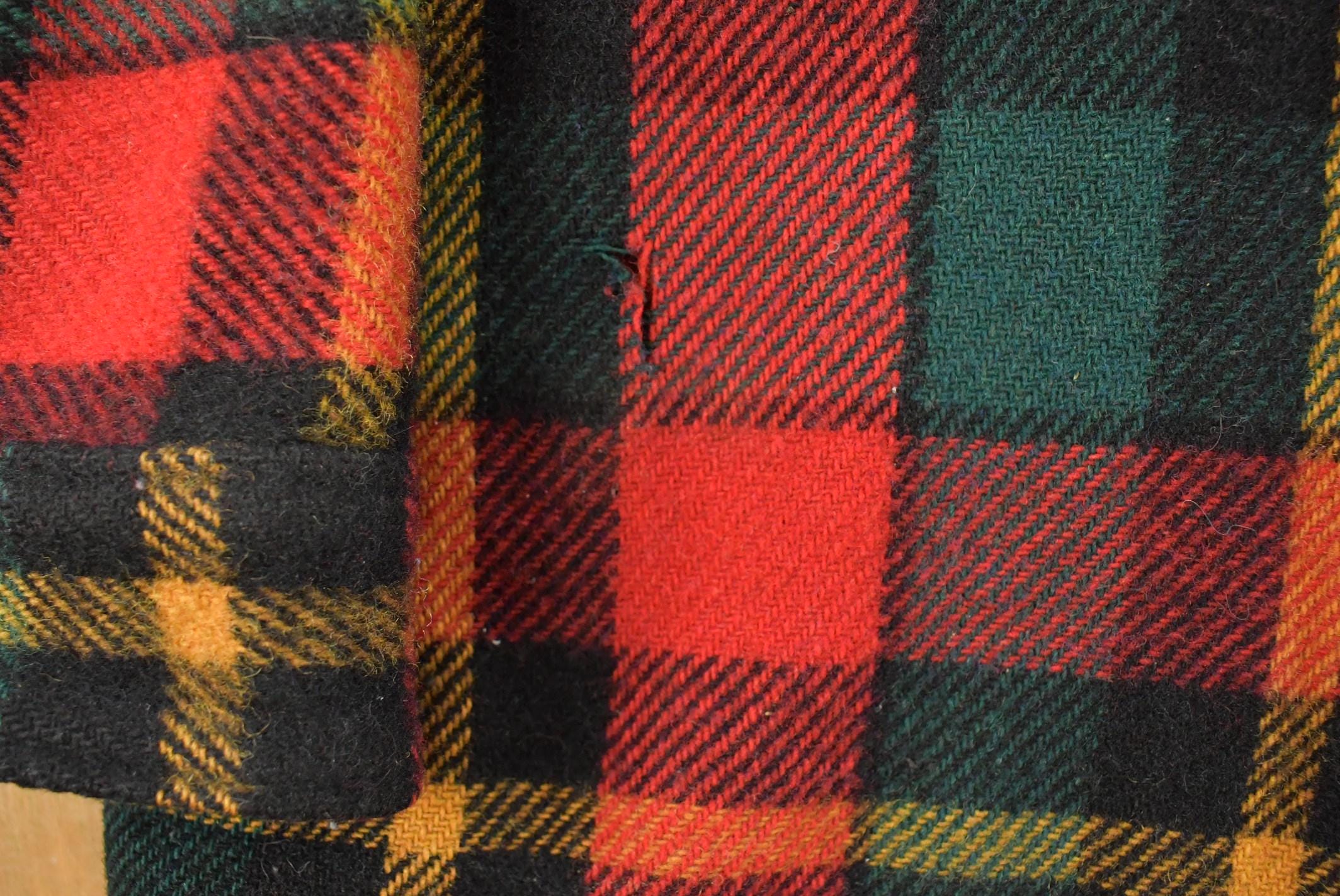 Vintage 1960s Red Plaid True Vintage Flannel Shirt Jacket Men's XL /