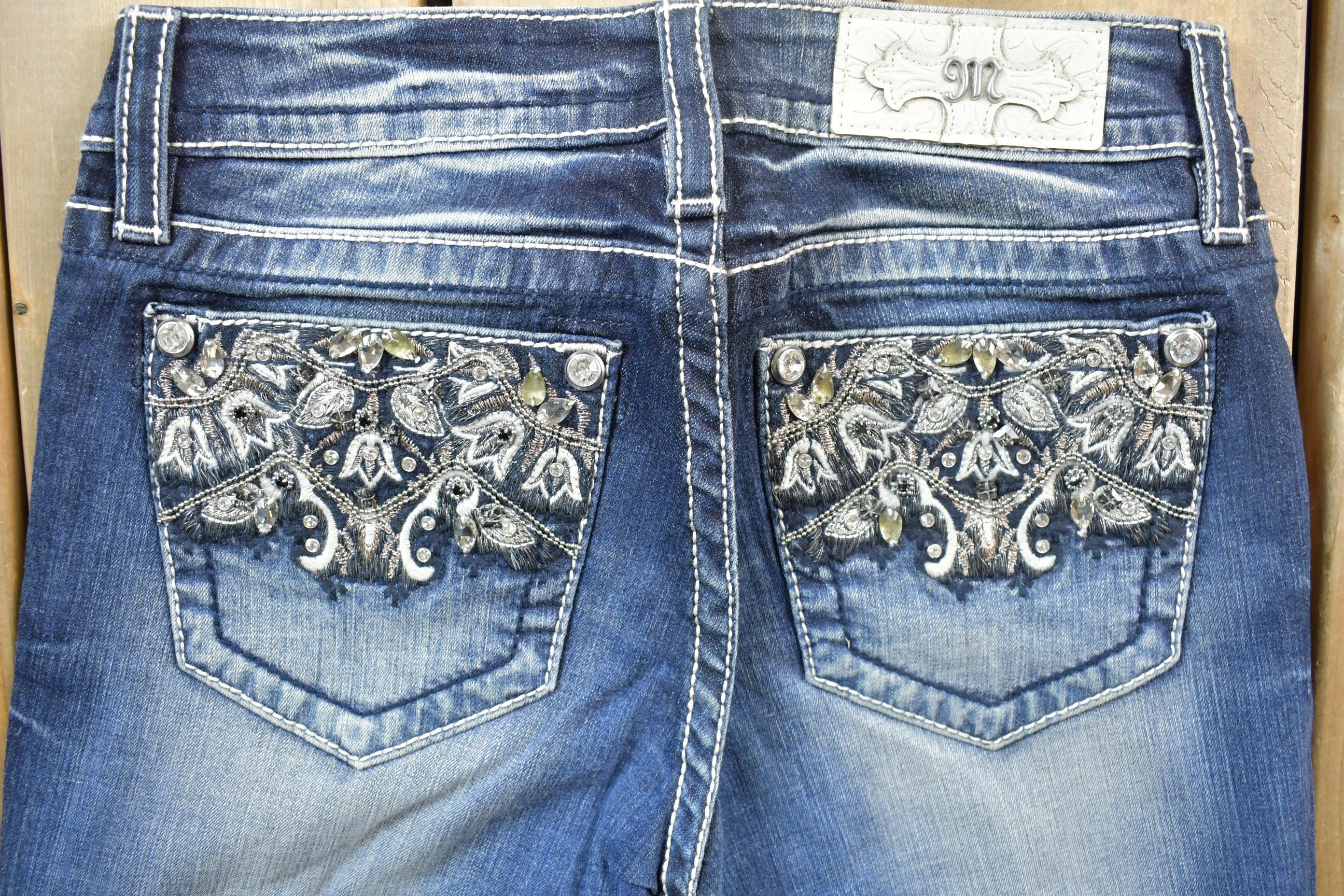 Vintage Y2K Miss Me Bedazzled Low Rise Jeans Size 26x33