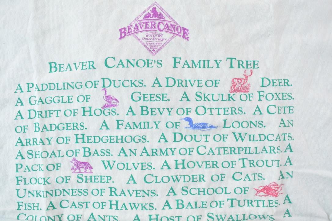 Vintage 1990s Beaver Canoe Family Tree Graphic T-Shirt