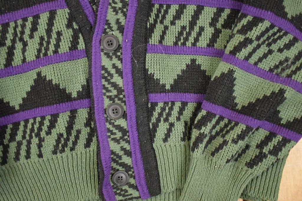 Vintage 1990s Expressions Internationsl Abstract Knit Cardigan Sweater Men's L  Preppy Knit Cardigan  Fancy Knit Vintage Cardigan