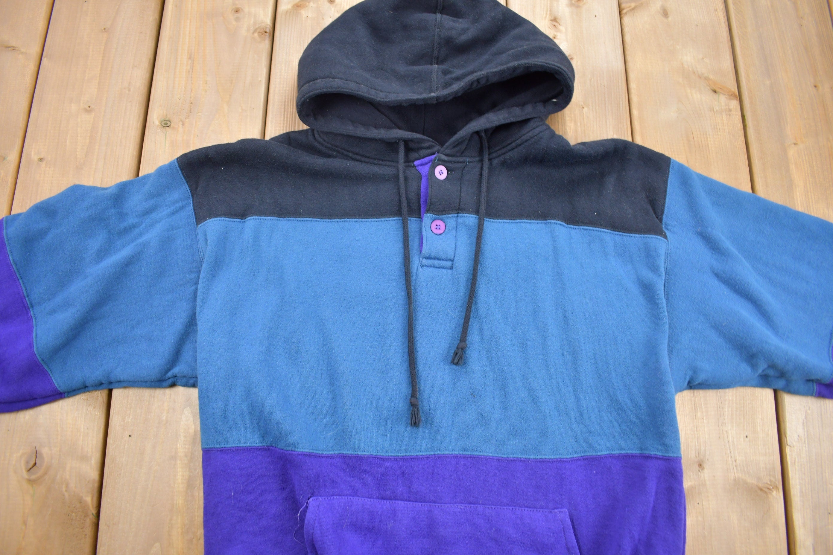 Vintage 1990s Grand Banks Performance Color Block Hoodie