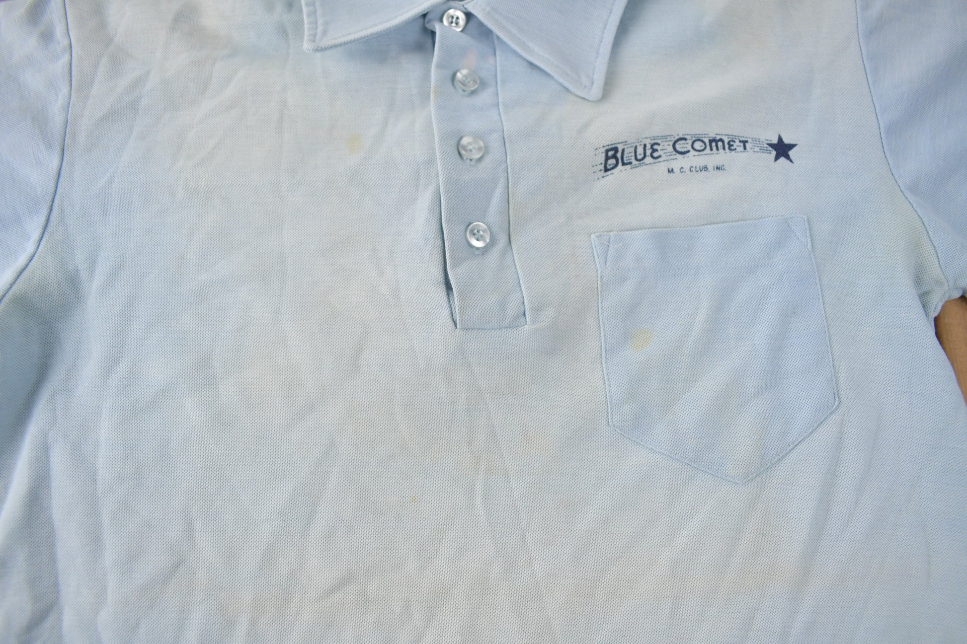 Vintage 1980s Blue Comet M.C. Skippack Quarter Button Polo Shirt Size Small
