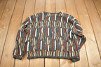 Vintage 1990s Kitty Hawk By Vivian Wang 3D Knit Cardigan Coloured Cable Knit