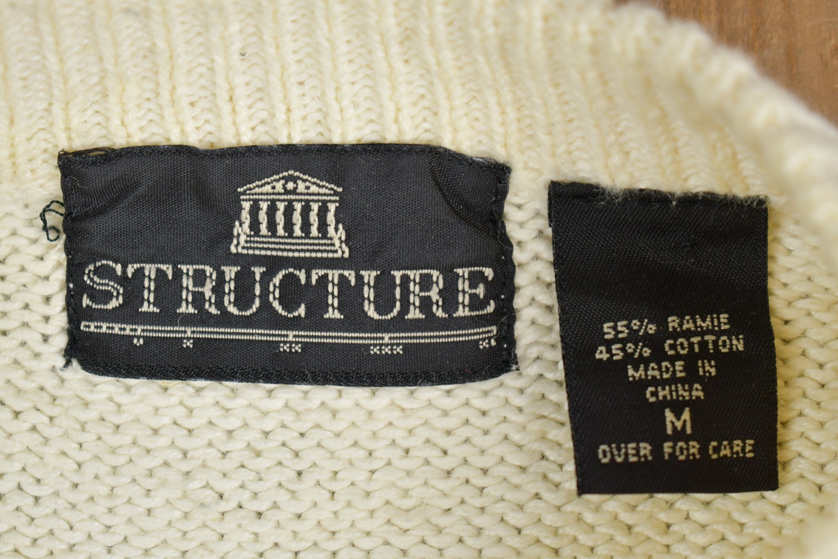 Vintage 1990s Structure Embroidered Knit Crewneck Sweater