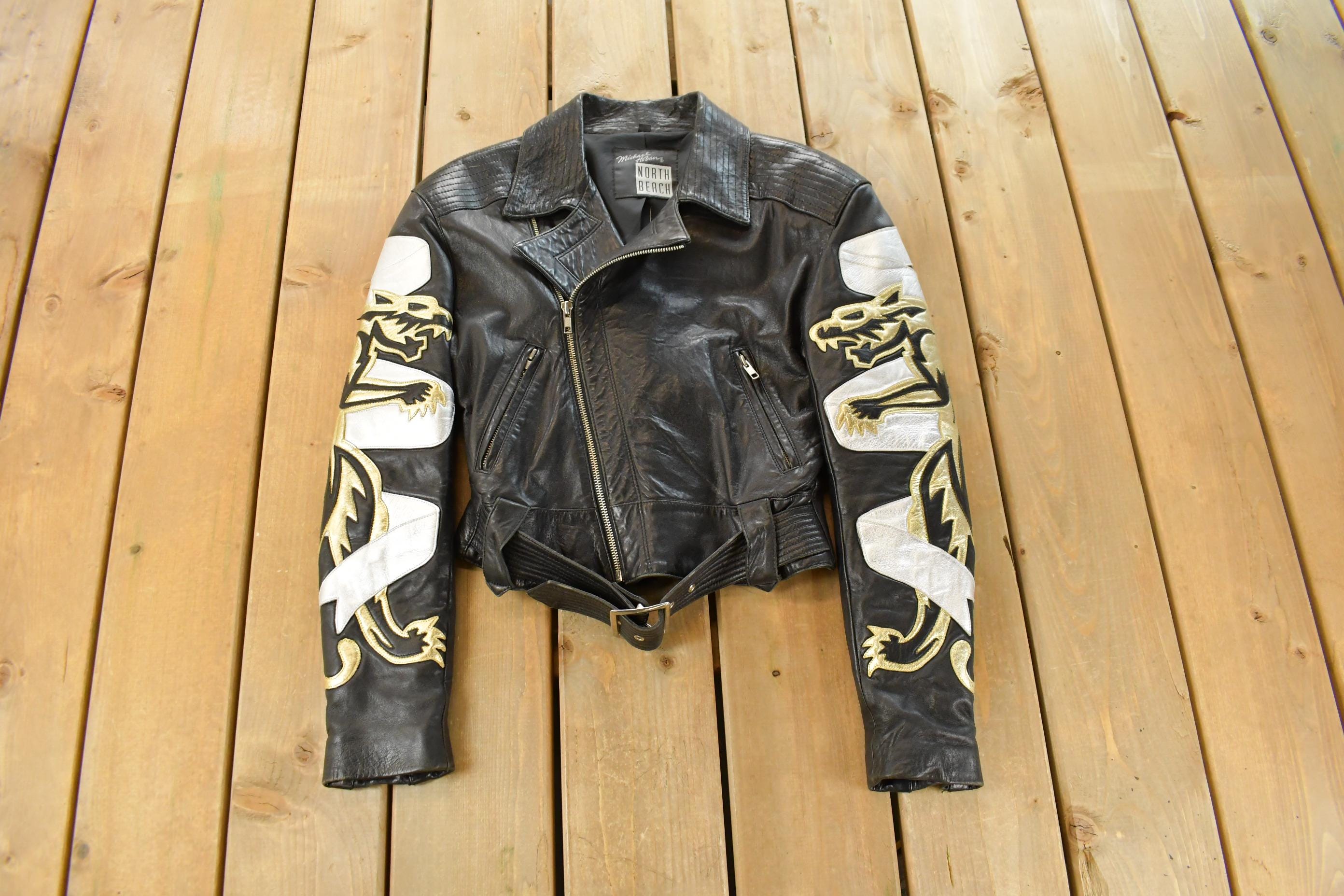 Vintage 1980s Michael Hoban North Beach Motorcycle Leather Jacket Women's XS-S
