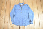 Vintage 1990s KORET City Blues Petites Embroidered Jean Garden Long Sleeve Shirt