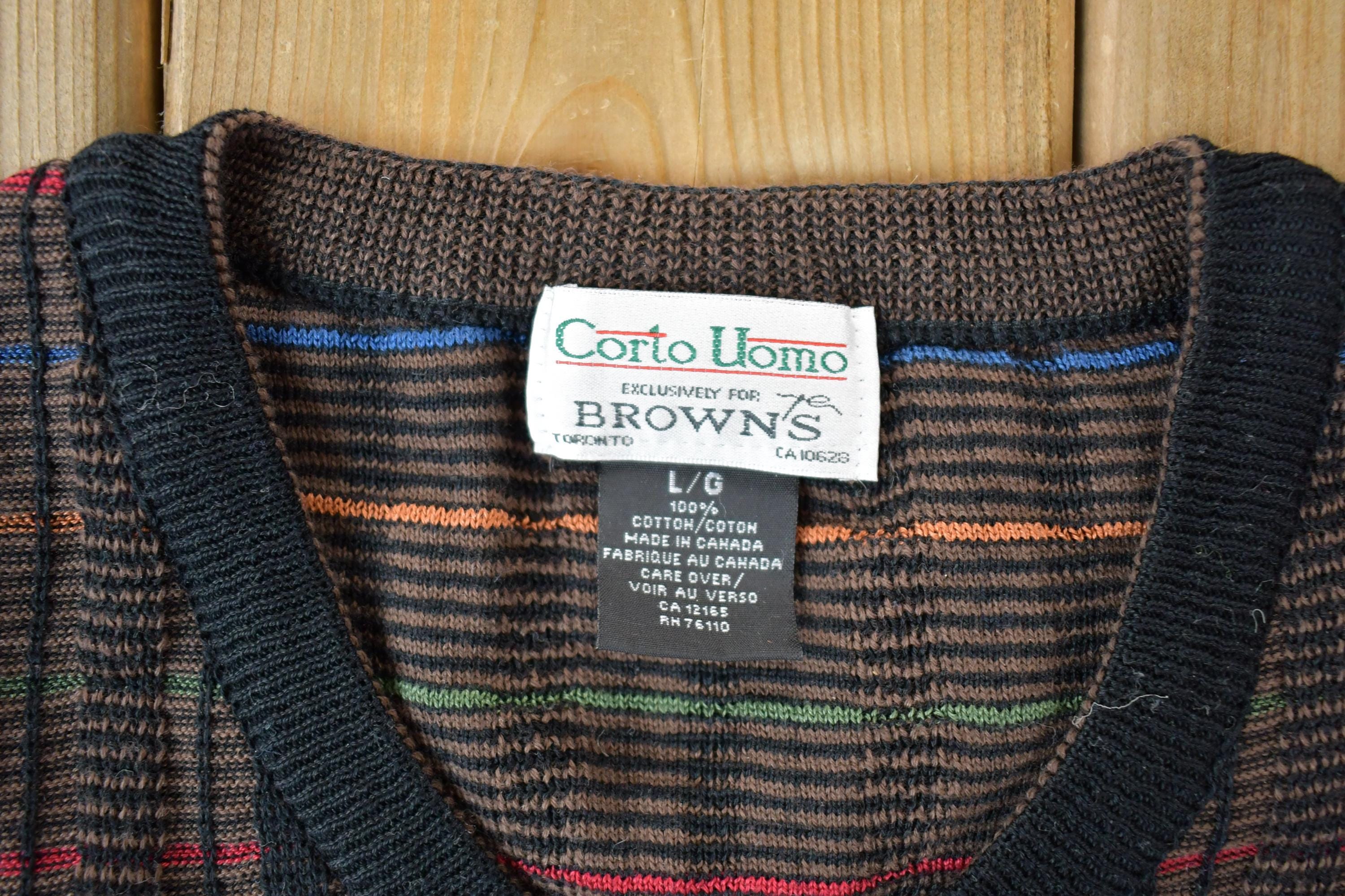 Vintage 1990s Corto Uomo Knit V Neck Sweater