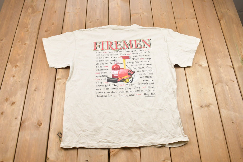 Vintage 1990s Firemen Graphic T-Shirt
