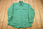 Vintage 1990s Attitude Blank Green Button Up Shirt