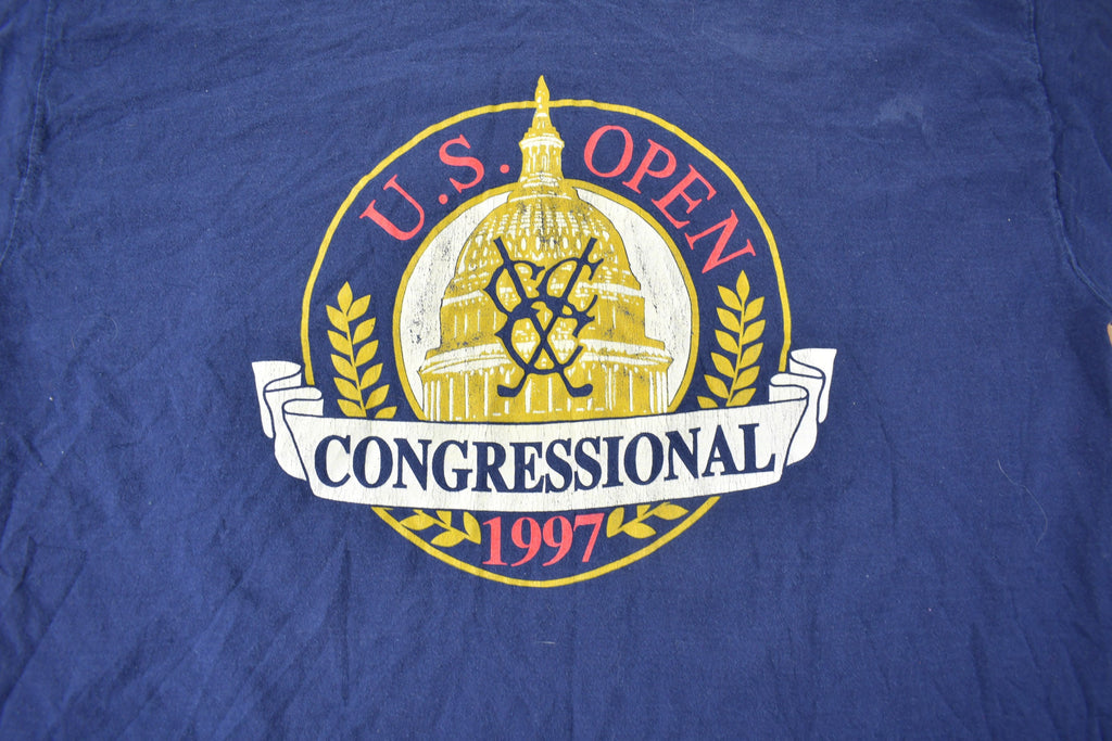 Vintage 1997 U.S. Open Congressional Graphic IZOD Club T Shirt Made In USA