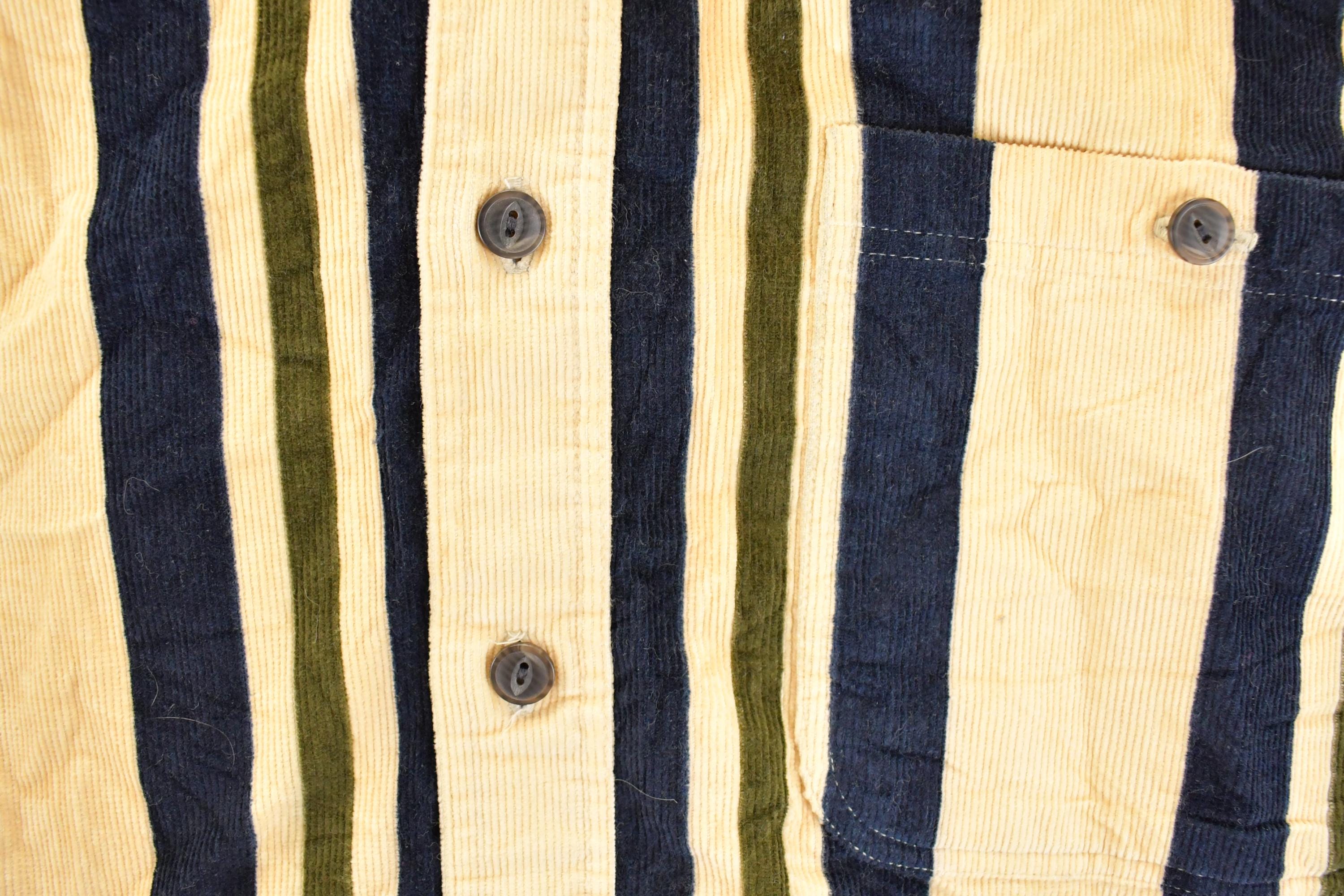 Vintage 1990s Northwest Territories Vertical Striped Corduroy Button Up Shirt Mens L