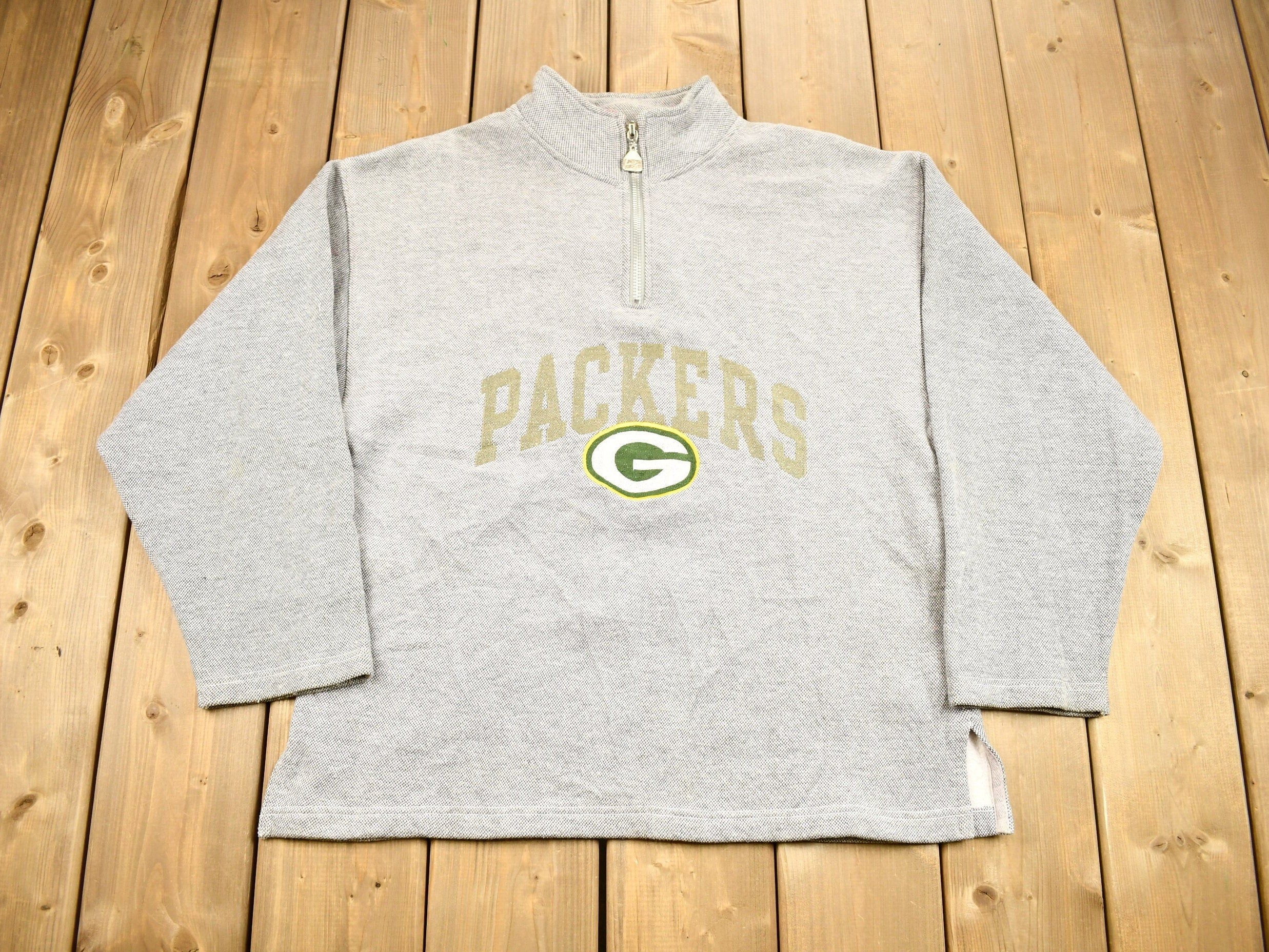 Vintage 1990s Green Bay Packers NFL Quarter Zip Crewneck Sweatshirt
