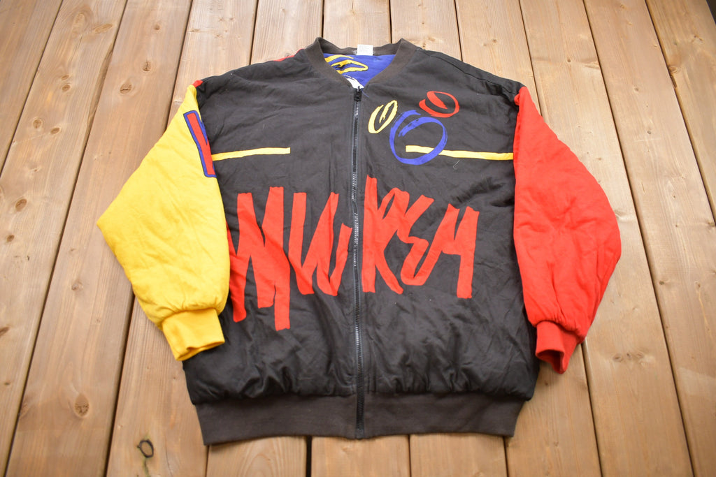 Vintage 1990s Abstract Print Full Zip Bomber Windbreaker Jacket