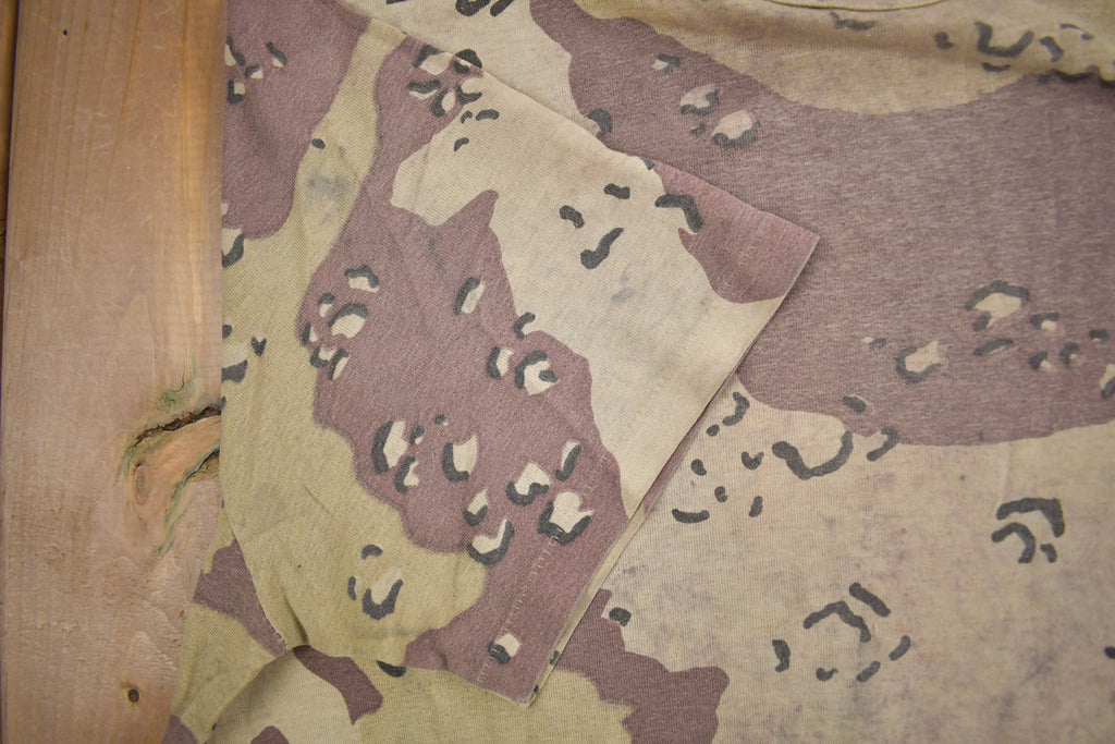 Vintage 1980s American Veteran Graphic Desert Camo T Shirt