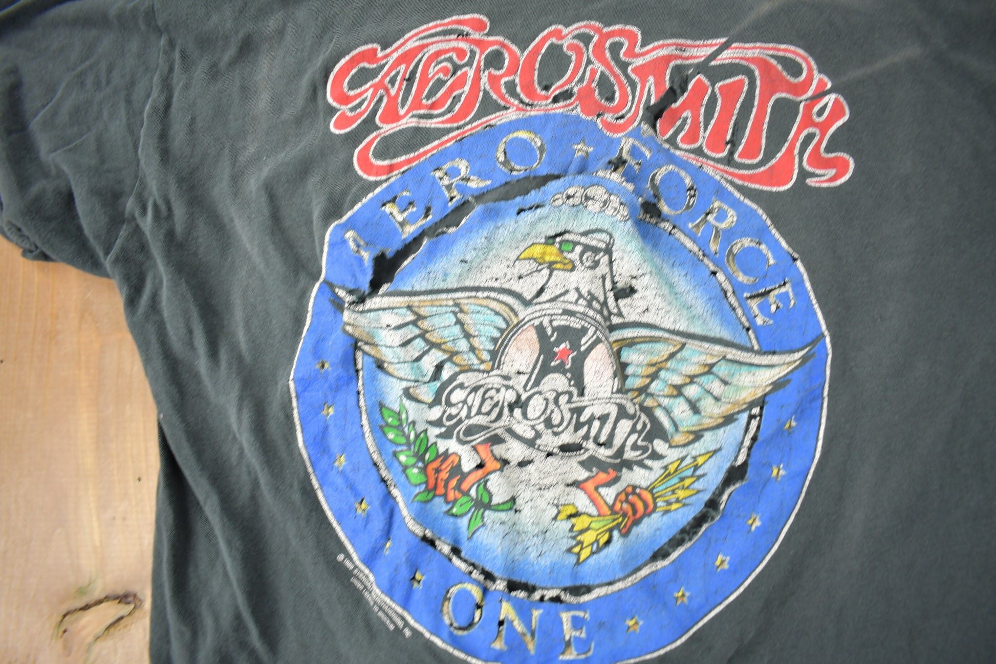 Vintage 1989 Aerosmith Aero Force One Distressed Band T-Shirt / Band Tee / Single Stitch / Made in USA / Music Promo / Premium Vintage