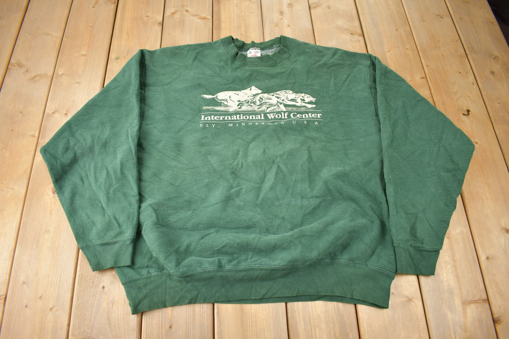 Vintage 1990s International Wolf Center Ely Minnesota USA Crewneck Made In USA