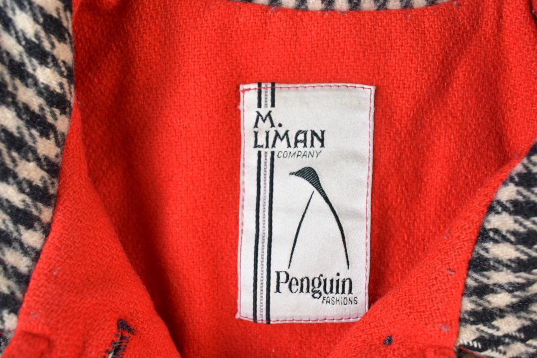 Vintage 1980s M Liman Penguin Fashions Houndstooth Wool Button Up Jacket
