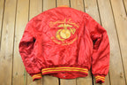 Vintage Marines Conrad Kania Marine Detachment Satin Military Button Up Bomber Army Jacket