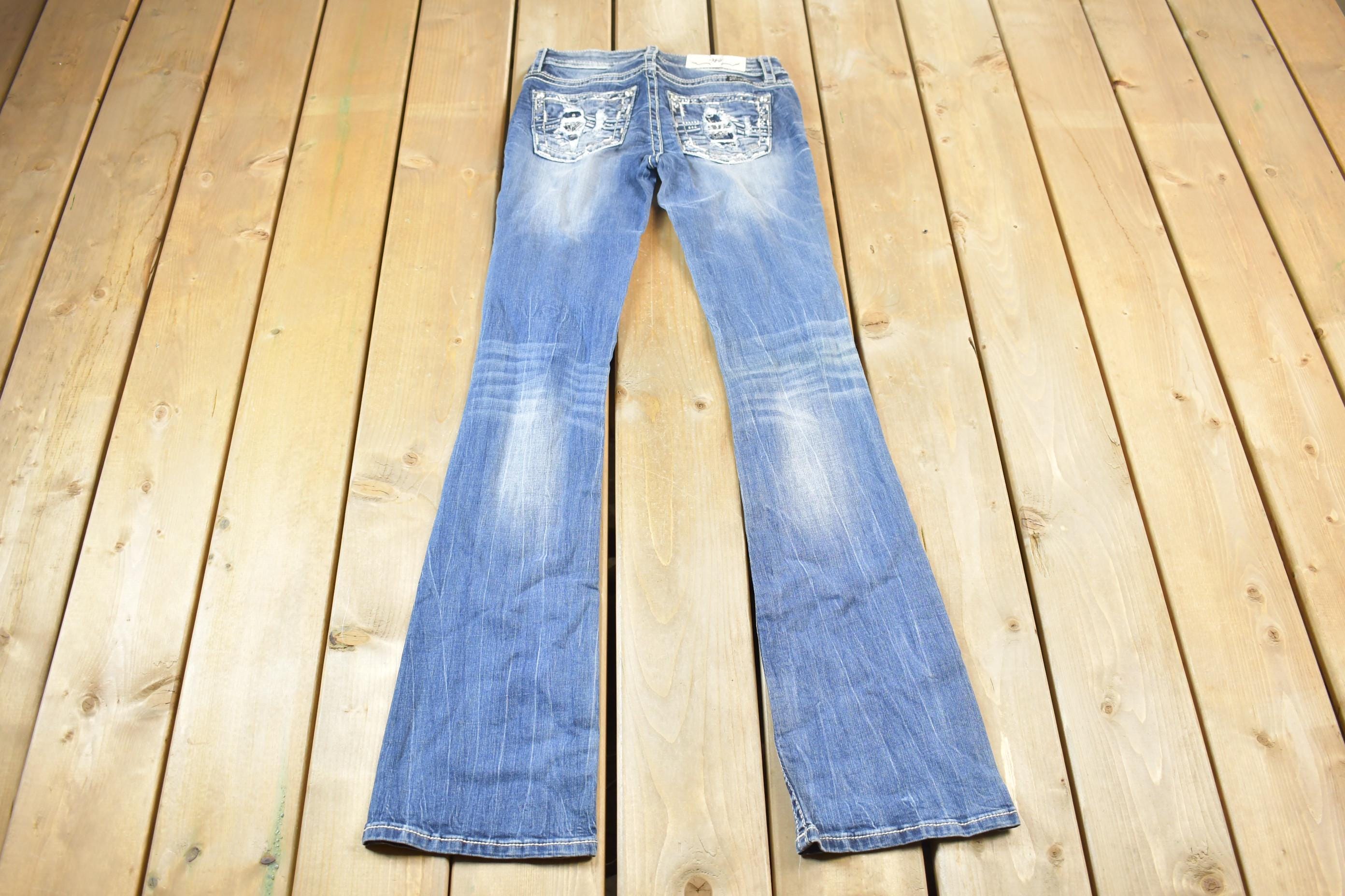 Vintage Y2K Miss Me Bedazzled Low Rise Jeans Size 26x36