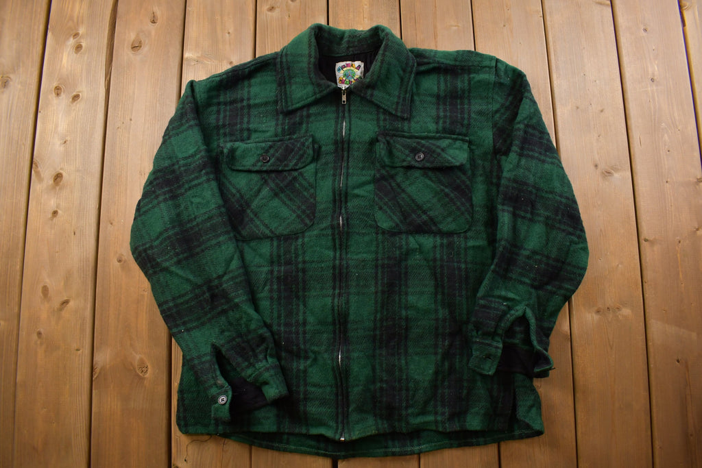 Vintage 1980s World Culture Plaid Wool Shacket