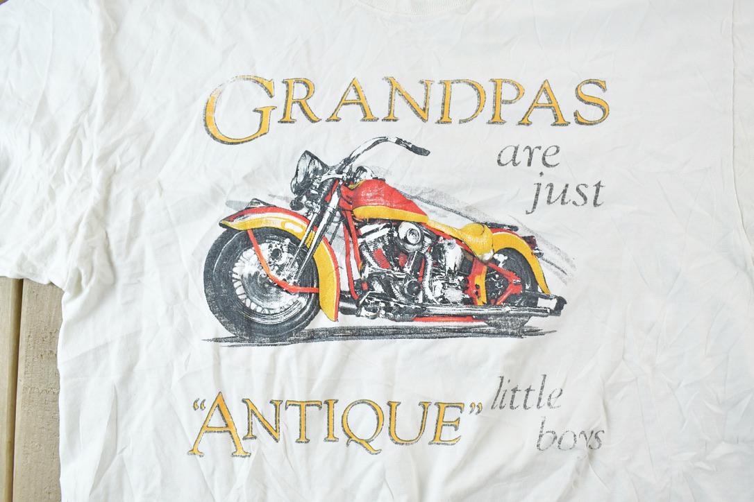 Vintage 1990s Antique Grandpa Motorcycle Souvenir T-Shirt