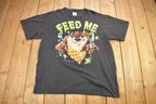 Vintage 1992 Taz "Feed Me" Graphic Looney Tunes T-Shirt
