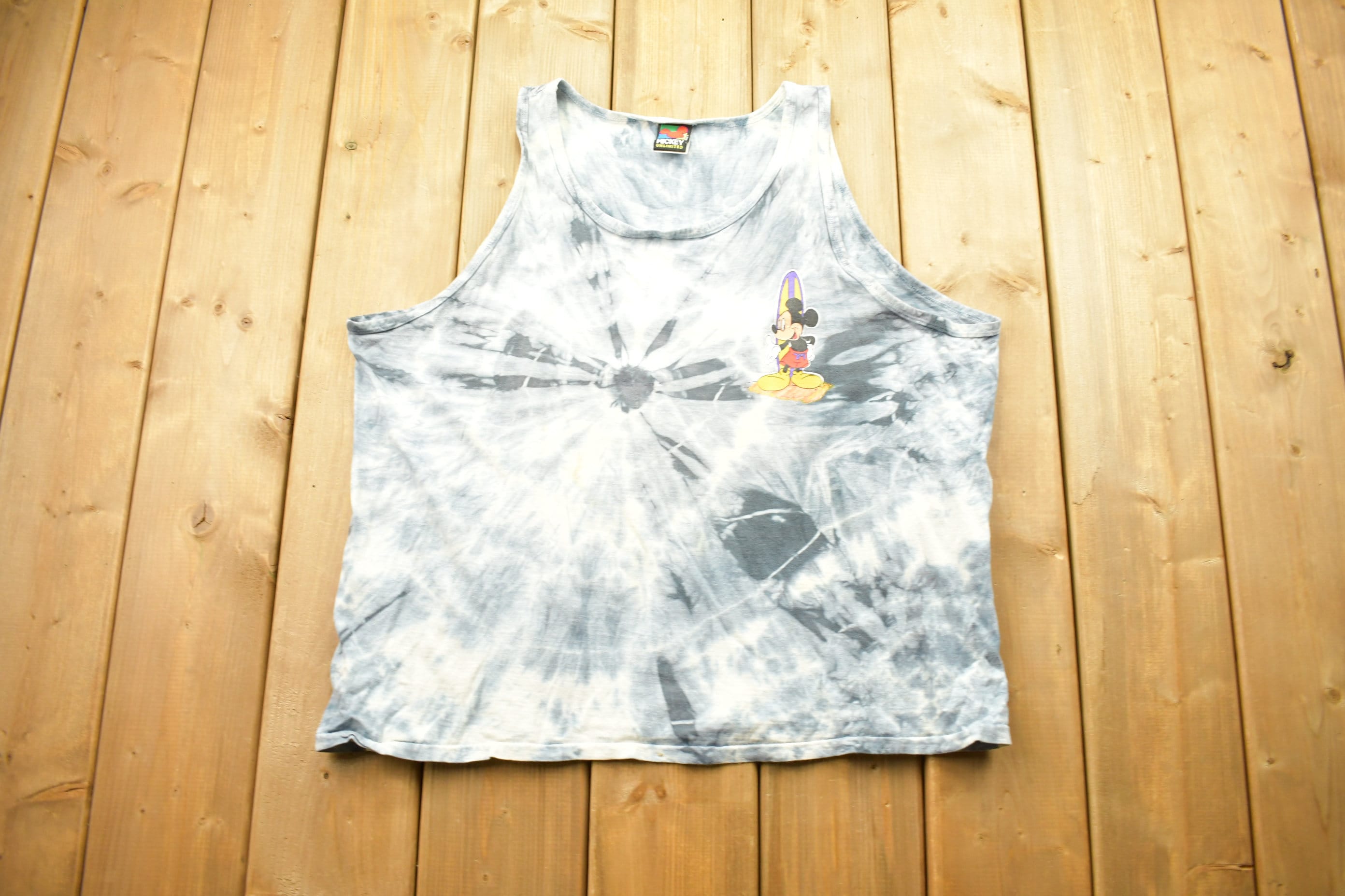 Vintage 1990s Disney Mickey Mouse Tie Dye Tank Top Shirt