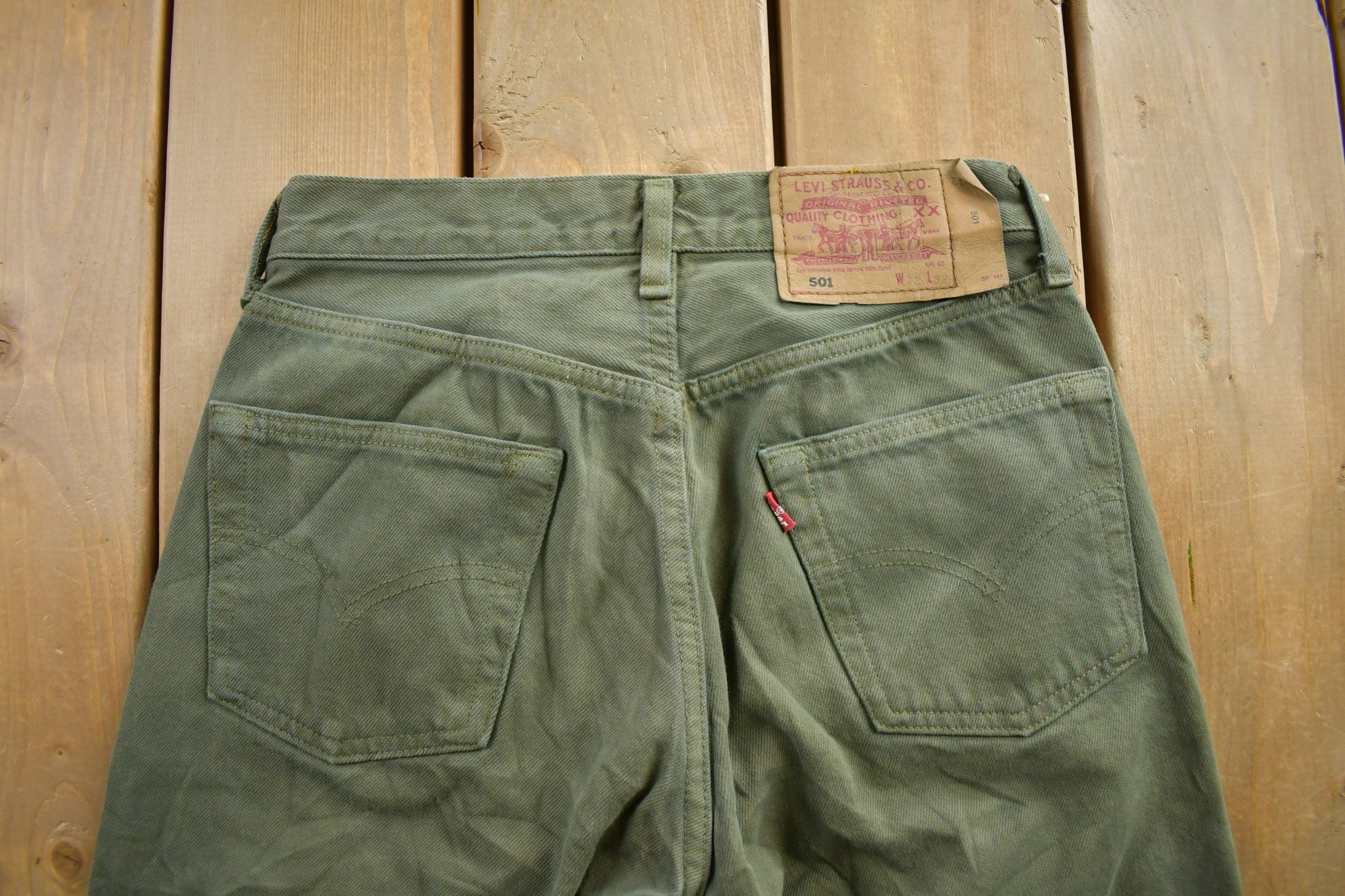 Vintage 1990s Levi's 501 Green Jeans Size 28x32